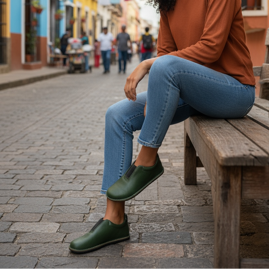 Ladies Leather Bare Foot Sneaker