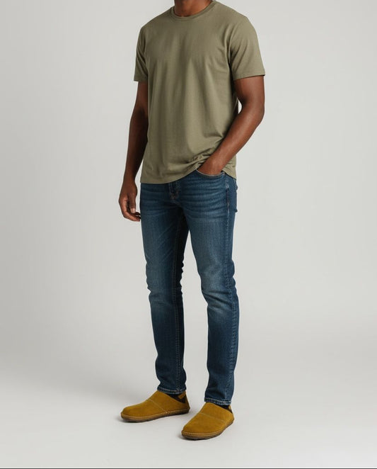 male modeling the camper slip on brown version